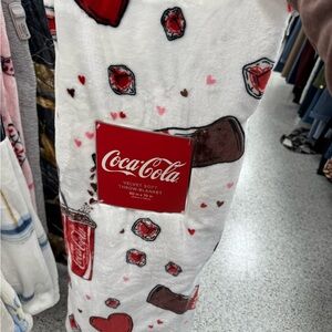 Coca-Cola Red and Brown Plush Blanket